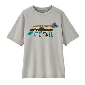 NWT Patagonia Youth Capilene Silkweight SS T-Shirt- Foxy Fitz/ Tailored Grey